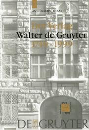 Cover of: Der Verlag Walter De Gruyter 1749-1999