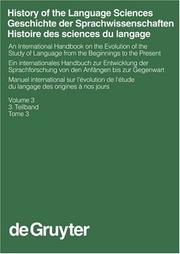 Cover of: History Of The Language Sciences: An International Handbook On Evolution Of The Study Of Language From The Beginnings To The Present (Handb]cher Zur Sprach- Und Kommunikationswissenschaft / Hand)