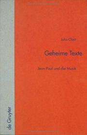 Cover of: Geheime Texte: Jean Paul Und Die Musik (Collection Histoire Et Traditions)