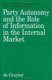Cover of: Party autonomy and the role of information in the internal market