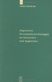 Cover of: Abgeleitete Personenbezeichnungen im Deutschen und Englischen by Heike Baeskow