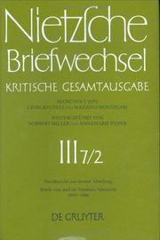Cover of: Friedrich Nietzsche Briefwechsel Kritische Gesamtausgabe by Giorgio Colli, Mazzino Montinari, Weitergefuhrt Von Norbert Miller, Annemarie Pieper