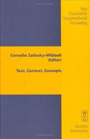 Cover of: Text, Context, Concepts (Text, Translation, Computational Processing, 4) by Cornelia Zelinsky-Wibbelt