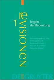 Cover of: Regeln Der Bedeutung by Fotis Jannidis, Gerhard Lauer, Matias Martinez, Simone Winko