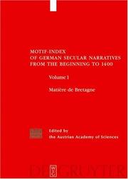 Cover of: Motif Index of German Secular Narratives from the Beginning to 1400: Natiere De Bretagne