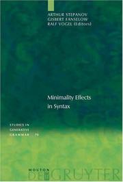 Cover of: Minimality effects in syntax