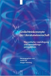 Cover of: Gedachtniskonzepte Der Literaturwissenschaft by astried ERL, Ansgar Nunning