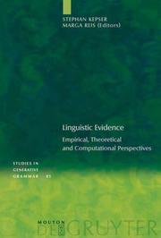 Cover of: Linguistic evidence: empirical, theoretical, and computational perspectives