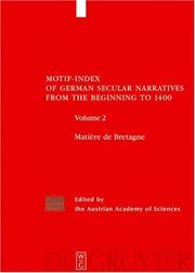 Cover of: Motif Index of German Secular Narratives from the Beginning to 1400: Matière de Bretagne 2
