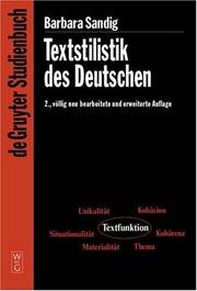 Cover of: Textstilistik des Deutschen (De Gruyter Studienbuch) by Barbara Sandig