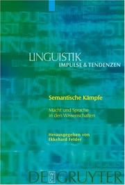 Cover of: Semantische Kampfe by Ekkehard Felder