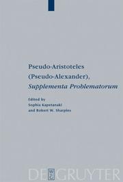 Cover of: Pseudo-Aristoteles (Pseudo-Alexander), Supplementa Problematorum (Peripatoi) by 