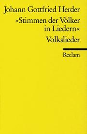 Stimmen der Völker in Liedern by Johann Gottfried Herder