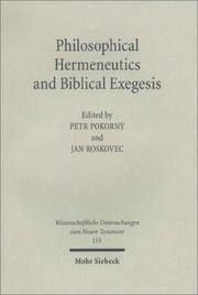 Cover of: Philosophical Hermeneutics & Biblical Exegesis (Wissenschaftliche Untersuchungen Zum Neuen Testament, 153) by 