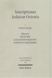 Cover of: Inscriptiones Judaicae Orientis: Eastern Europe (Texts and Studies in Ancient Judaism)