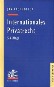 Cover of: Internationales Privatrecht by Jan Kropholler