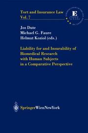 Cover of: Liability for and insurability of biomedical research with human subjects in a comparative perspective