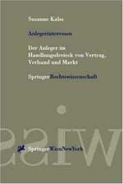 Cover of: Anlegerinteressen by Susanne Kalss, Susanne Kalss