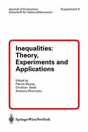 Cover of: Inequalities: theory, experiments and applications
