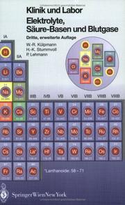 Cover of: Elektrolyte, Säure-Basen und Blutgase by Wolf-Rüdiger Külpmann, Hans-Krister Stummvoll, Paul Lehmann