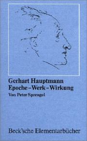 Cover of: Gerhart Hauptmann by Peter Sprengel