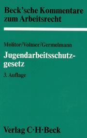 Cover of: Jugendarbeitsschutzgesetz by Erich Molitor