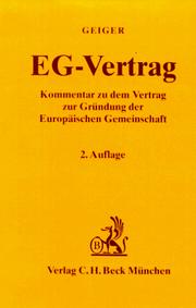Cover of: EG-Vertrag: Kommentar zu dem Vertrag zur Gründung der Europäischen Gemeinschaft