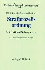 Cover of: Strafprozessordnung by Lutz Meyer-Gossner