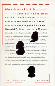 Cover of: Abgerissene Einfälle: deutsche Aphorismen des 18. Jahrhunderts