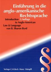 Cover of: Introduction to Anglo-American law & language = by B. Sharon Byrd