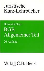 Cover of: BGB ( Bürgerliches Gesetzbuch). Allgemeiner Teil. Ein Studienbuch.