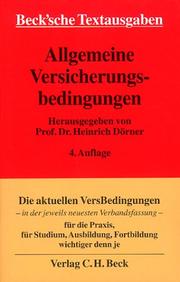 Cover of: Allgemeine Versicherungsbedingungen: Textausgabe mit einer Einführung und einem ausführlichen Sachregister