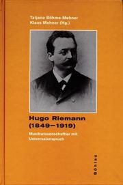 Cover of Hugo Riemann (1849-1919)