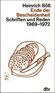 Cover of: Ende der Bescheidenheit: Schriften und Reden, 1969-1972