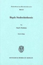 Cover of: Hegels Strafrechtstheorie by Ossip Kurt Flechtheim