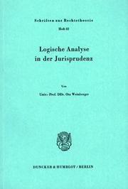 Cover of: Logische Analyse in der Jurisprudenz by Ota Weinberger