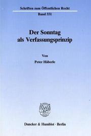 Cover of: Der Sonntag als Verfassungsprinzip