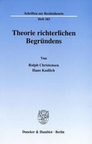 Cover of: Theorie richterlichen Begrundens