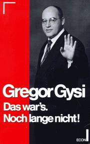 Cover of: Das war's--noch lange nicht! by Gregor Gysi