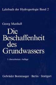 Cover of: Die Beschaffenheit des Grundwassers: mit 86 Tab.