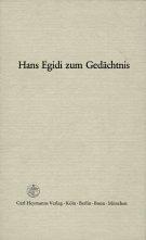 Cover of: Hans Egidi zum Gedächtnis.