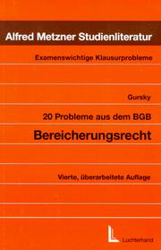 Cover of: 20 Probleme aus dem BGB. Bereicherungsrecht.
