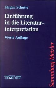 Cover of: Einführung in die Literaturinterpretation. by Jürgen Schutte