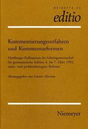 Cover of: Kommentierungsverfahren und Kommentarformen: Hamburger Kolloquium der Arbeitsgemeinschaft für Germanistische Edition, 4. bis 7. März 1992, autor- und problembezogene Referate