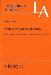 Cover of: Deutsche Syntax deklarativ by Stefan Müller