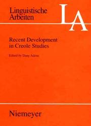 Cover of: Recent development in Creole studies | 