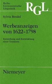 Cover of: Werbeanzeigen von 1622-1798 by Sylvia Bendel