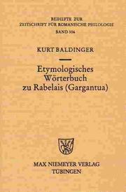 Cover of: Etymologisches Wörterbuch zu Rabelais (Gargantua)