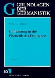 Cover of: Einführung in die Phonetik des Deutschen by Klaus J. Kohler