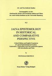 Jaina epistemology in historical and comparative perspective by Piotr Balcerowicz